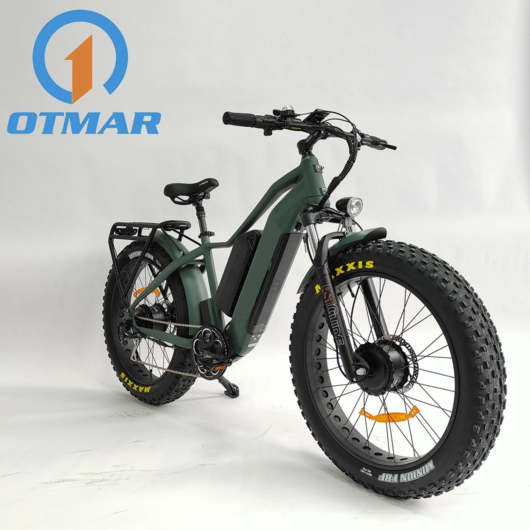 OEM China Factory All Wheel Drive Dual Battery 500W/750W/1000W Electric Fat Bike Mountain Beach E Bike 2 Hidden Battery E Bike